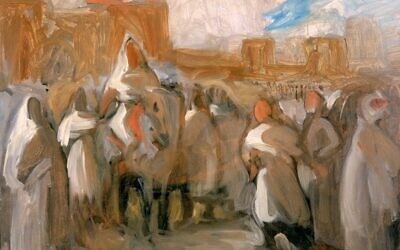 Eugène Delacroix, Le Sultan du Maroc Mulay-Abd-Er-Rahman recevant le comte de Mornay, ambassadeur de France, 1832. (Crédit : Musée des Beaux-arts, Dijon)