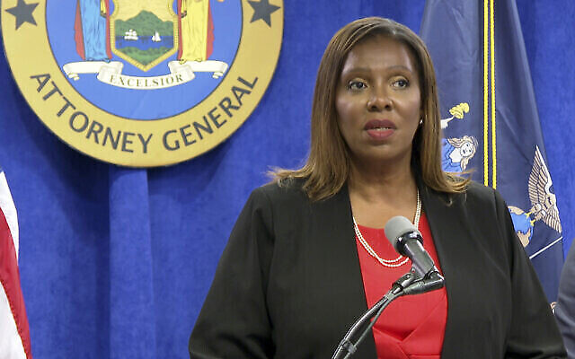Letitia James, Procureure générale de l’État de New York, prend la parole lors d’une conférence de presse, le 3 août 2021, à New York (Crédit : AP Photo/Ted Shaffrey) Letitia James, Procureure générale de l’État de New York, prend la parole lors d’une conférence de presse, le 3 août 2021, à New York (Crédit : AP Photo/Ted Shaffrey)