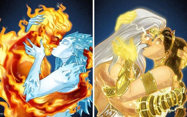 Nouvelles illustrations de la nouvelle collection NFT, "xoxo", des artistes de bande dessinée israéliens Maya et Yehuda Devir. (Crédit : Autorisation)