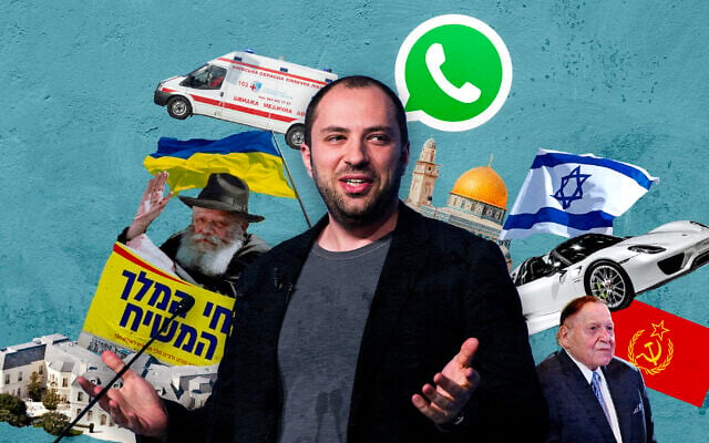Le fondateur de Whatsapp, Jan Koum, a discrètement fait don de dizaines de millions de dollars à des organisations juives qui participent actuellement aux opérations de secours en Europe de l'Est. (Crédit: Conçu par Grace Yagel avec des images de Getty Images et Wikimedia Commons/ JTA)