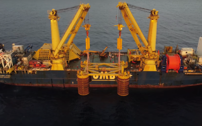 Energean travaillant dans le champ pétrolier de Karish, au large d'Israël, en 2020. Illustration (Crédit : Capture d'écran/YouTube)