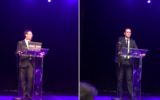 Ariel Amar, membre du Bureau exécutif du CRIF, et Yonathan Arfi, ancien vice-président du CRIF et membre du Bureau exécutif, candidats à la présidence du Conseil représentatif des institutions juives de France (CRIF), le 8 juin 2022. (Crédit : Gil Taieb / Twitter)