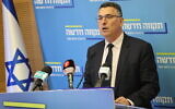 Le ministre de la Justice Gideon Saar dirigeant une réunion de la faction Tikva Hadasha à la Knesset, le 6 juin 2022. (Crédit: Yonatan Sindel/Flash90)
