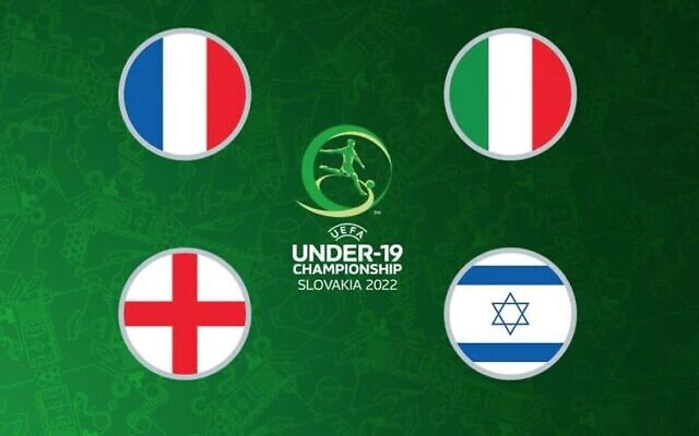 Capture d'écran de la page Web des moins de 19 ans de l'UEFA montrant les drapeaux nationaux des quatre demi-finalistes, France, Italie, Angleterre et Israël. (Crédit: UEFA) Capture d'écran de la page Web des moins de 19 ans de l'UEFA montrant les drapeaux nationaux des quatre demi-finalistes, France, Italie, Angleterre et Israël. (Crédit: UEFA)