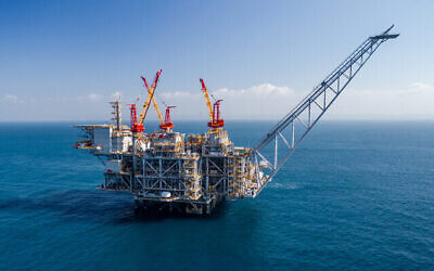 Plateforme de gaz Leviathan au large des côtes d’Israël. (Crédit : Albatros)