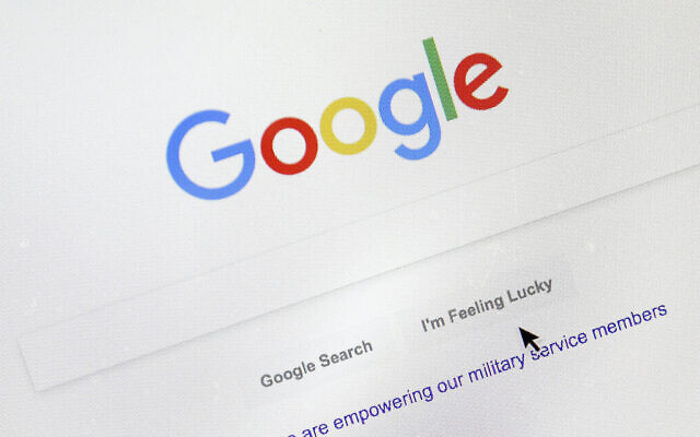 Un curseur sur une page de recherche Google, à Portland, dans l'Oregon, le 28 août 2018. (Crédit : AP Photo/Don Ryan, File) Un curseur sur une page de recherche Google, à Portland, dans l'Oregon, le 28 août 2018. (Crédit : AP Photo/Don Ryan, File)