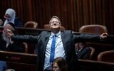 Le politicien d'extrême droite, Itamar Ben Gvir lors d'une session plénière à la Knesset, à Jérusalem, le 20 juin 2022. (Crédit : Yonatan Sindel/Flash90)