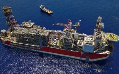 Le système flottant de production (FPSO) d'Energean sur le champ gazier de Karish, en mer Méditerranée. (Crédit : Energean)