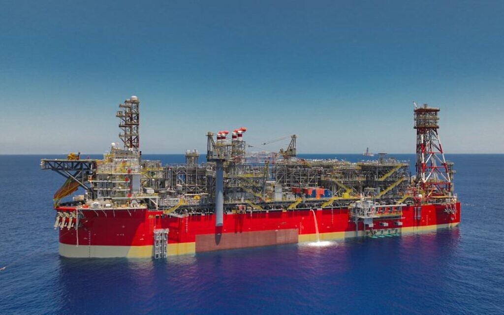 Plate-forme flottante de production et de stockage (FPSO) d'Energean sur le champ gazier de Karish, en mer Méditerranée. (Crédit : Energean) Plate-forme flottante de production et de stockage (FPSO) d'Energean sur le champ gazier de Karish, en mer Méditerranée. (Crédit : Energean)