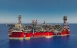 Plate-forme flottante de production et de stockage (FPSO) d'Energean sur le champ gazier de Karish, en mer Méditerranée. (Crédit : Energean)