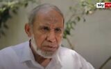 Le cofondateur du Hamas Mahmoud al-Zahar dans un entretien avec Sky News, le 24 mai 2021. (Capture d'écran : YouTube)