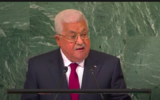 Mahmoud Abbas s'exprimant devant la 77e assemblée générale des Nations unies. (Crédit : YouTube)