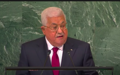 Mahmoud Abbas s'exprimant devant la 77e assemblée générale des Nations unies. (Crédit : YouTube)
