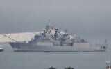 Le TCG Kemalreis, frégate de classe Barbaros de la marine turque, accoste à Haïfa le 3 septembre 2022. (Capture d’écran : Twitter)