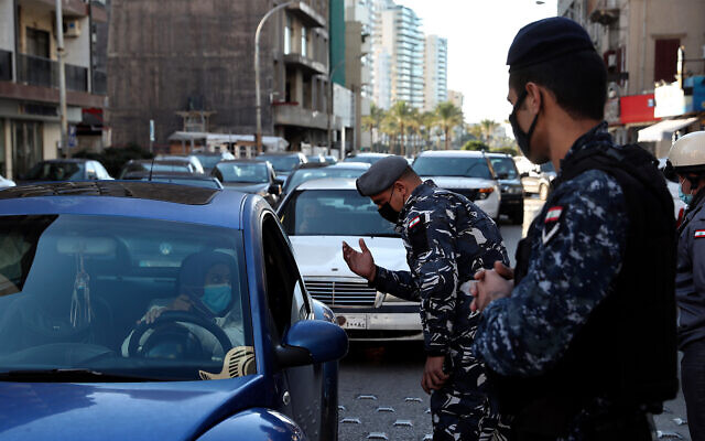Illustration : Police à Beyrouth, au Liban, le 21 janvier 2021. (Crédit : AP Photo/Bilal Hussein)
