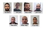 Les suspects de l'attaque d'un juif par la foule à Akko, en mai 2021. Rangée du haut de gauche à droite : Hissam Awad, Ayman Zalfi, Muhammad Hamaad, Rani Piran, Rangée du bas de gauche à droite : Adham Bashir, Qusay Abbas, Salah Majid.