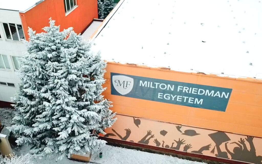 L'université Milton Friedman de Budapest au mois de janvier 2019. (Autorisation : Université Milton Friedman/ via JTA)
