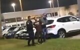 Illustration : Arrestation d'un homme originaire de Cisjordanie, qui a forcé un des accès à l’aéroport Ben Gurion au volant d'une voiture volée, le 23 octobre 2022. (Crédit : Twitter)