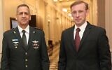 Le chef d'état-major de Tsahal Aviv Kohavi (à gauche) et le conseiller à la sécurité nationale des Etats-Unis Jake Sullivan se rencontrent à Washington le 23 juin 2021. (Crédit : Armée israélienne)
