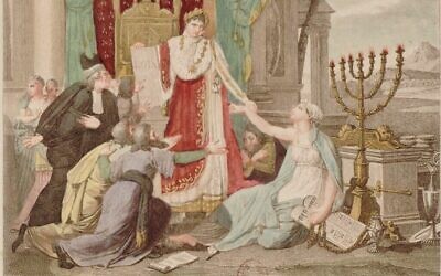 Estampe française de 1806 représentant Napoléon Bonaparte émancipant les Juifs. (Domaine public)