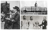 De gauche à droite : Victor Sassoon à une course de chevaux en 1953 (Sassoon Papers and Photographs, DeGolyer Library, SMU / Random House), un hôpital construit par David Sassoon pour la ville de Pune, vers 1855-1862 (Domaine public) et enfin David Sassoon (assis) et ses fils Elias David Sassoon, Albert Abdallah David Sassoon, et Sassoon David Sassoon. (Domaine public)