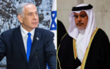 A gauche, le chef du parti du Likud Benjamin Netanyahu reçoit le mandat portant sur formation d'un nouveau gouvernement à la résidence du président de Jérusalem, le 13 novembre 2022 ; le prince héritier du Bahreïn Salman bin Hamad Al Khalifa rend hommage à la reine Elizabeth devant son cercueil,  à Londres, le 18 septembre 2022. (Crédit : Olivier Fitoussi/ Flash90; Sarah Meyssonnier/ Pool via AP)