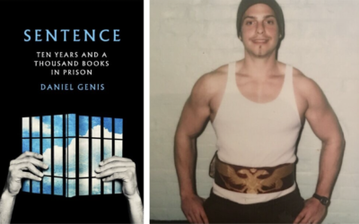 "Sentence : Dix ans et mille livres en prison", par Daniel Genis, photographié à droite en tenue d'haltérophile, sur une photo non datée prise pendant son séjour en prison. (Autorisation)