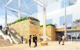 Une maquette illustrant la nouvelle gare dans le centre de Jérusalem à l'horizon 2030, en novembre 2022. (Crédit: Israel Railways/Pelleg Architects)