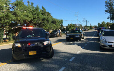 Une voiture du police dans le comté d'Harford, dans l'état du Maryland, le 8 octobre 2017. (Crédit : Matt Button/The Baltimore Sun via AP)