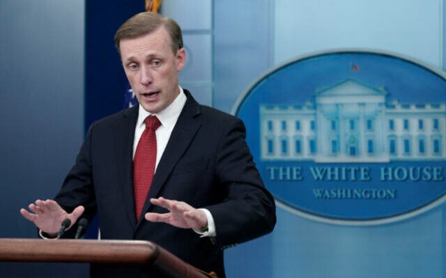 Le conseiller à la Sécurité nationale de la Maison Blanche, Jake Sullivan, s'exprimant lors du briefing quotidien à la Maison Blanche, à Washington, le 30 septembre 2022. (Crédit : Susan Walsh/AP Photo)