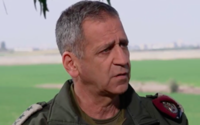 Aviv Kohavi, chef d’état-major de Tsahal, lors d'une interview donnée à l'occasion de sa tournée d'adieu à la Douzième chaine. (Capture d’écran de la Douzième chaine : utilisée conformément à l’article 27a de la loi sur les droits d’auteur)