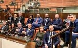 Une délégation de députés français Renaissance en visite à la Knesset, à Jérusalem, le 4 janvier 2023. (Crédit : Caroline Yadan/Twitter)