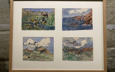 Des dessins d’enfants victimes de la Shoah exposés pour la première fois à Paris. (Crédit : Musée d’art et d’histoire du judaïsme de Paris / @lau_patrice / Twitter)