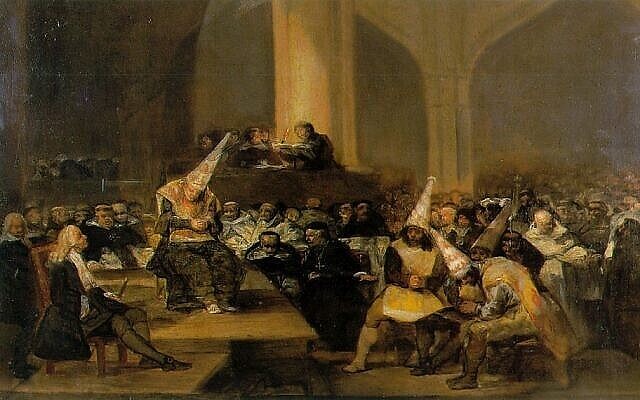 Le Tribunal de l’Inquisition en Espagne, œuvre du 19ème siècle de l’artiste espagnol Francisco Goya. (Crédit : Wikimedia Commons/CC BY)