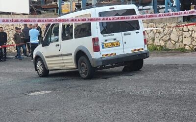 La scène d'une fusillade criminelle dans la ville de Rameh, dans une ville arabe du nord Israël, le 18 mars 2023. (Autorisation)