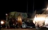 Scène d'un attentat à la voiture-bélier. (Crédit : capture d'écran)