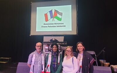 La députée LFI Ersilia Soudais (2e à droite) « commémorant la Nakba » dans la ville de Mitry Mory, le 12 mai 2023. (Crédit : Ersilia Soudais / Twitter) La députée LFI Ersilia Soudais (2e à droite) « commémorant la Nakba » dans la ville de Mitry Mory, le 12 mai 2023. (Crédit : Ersilia Soudais / Twitter)
