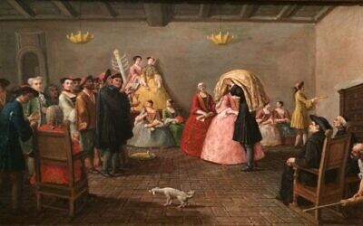 Illustration : "Mariage juif" de Marco Marcuola de Venise, peint vers 1780. (Crédit : Wikimedia commons/ CC SA 4.0/ Moise Nedjar)