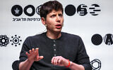 Le fondateur et PDG de la société américaine d'intelligence artificielle OpenAI, Sam Altman, s'exprimant à l'Université de Tel Aviv, en Israël, le 5 juin 2023. (Crédit : Jack Guez/AFP)