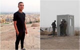 À gauche, Mohamed Salah Ibrahim, 22 ans, le policier égyptien qui a tué trois soldats de l'armée sur la frontière ; à droite : le poste militaire qui avait été attaqué par Ibrahim le 3 juin 2023. (Crédit : Réseaux Sociaux ; Armée israélienne)
