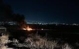 La scène d'une frappe au drone contre un véhicule près de Jénine, dans le nord de la Cisjordanie, le 21 juin 2023. (Capture d'écran : Réseaux sociaux/ Used in accordance with Clause 27a of the Copyright Law)