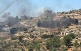 Des photos montrent une attaque menées par des résidents d'implantations contre le village palestinien d'Umm Safa en Cisjordanie, le 24 juin 2023. (Crédit : Yesh Din)