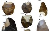 Les zones des anciennes haches à main qui ont été retirées pour l'analyse chimique. (Crédit : Université de Tel Aviv)