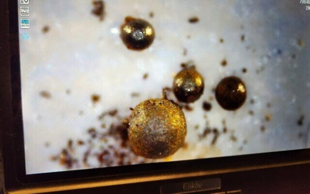 Vue au microscope de sphérules, particules magnétiques prélevées au fond de l'océan le long de la trajectoire probable d'un météore interstellaire qui a explosé au large des côtes de Papouasie-Nouvelle-Guinée, en 2014. (Avec l'aimable autorisation d'Avi Loeb)