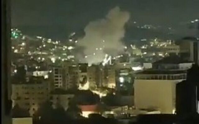 Image d'une frappe aérienne signalée à Jénine, le 3 juillet 2023. (Crédit : Capture d'écran vidéo)