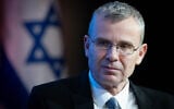 Le ministre de la Justice Yariv Levin lors d'une conférence au Begin Heritage Center, à Jérusalem, le 5 septembre 2023. (Crédit : Chaïm Goldberg/Flash90)