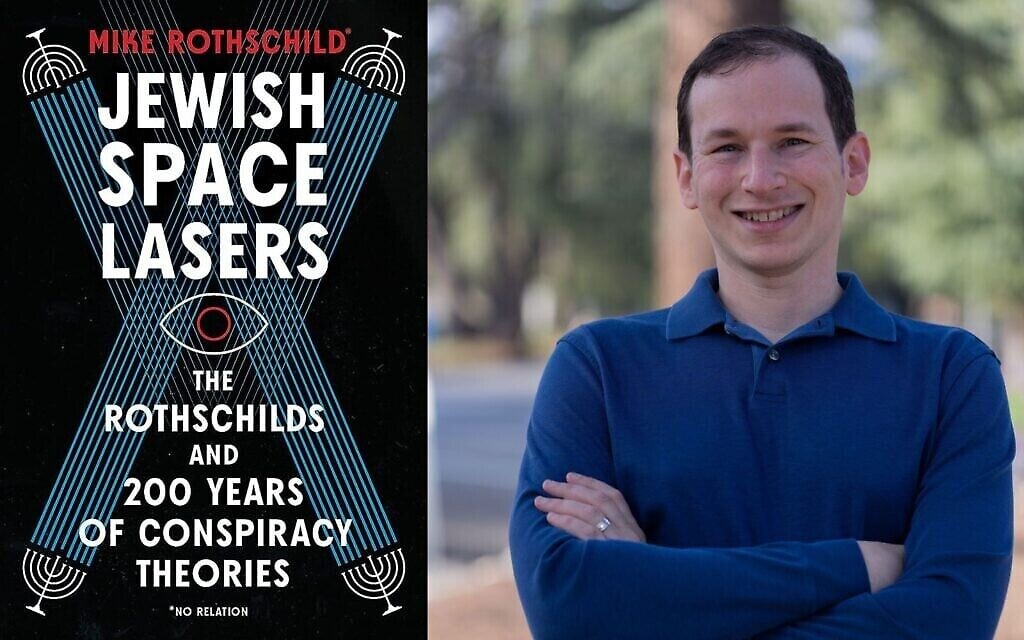 L'auteur Mike Rothschild et son nouvel ouvrage, « Jewish Space Lasers ». (Crédit : Terican Adkins)