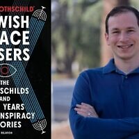 L'auteur Mike Rothschild et son nouvel ouvrage, « Jewish Space Lasers ». (Crédit : Terican Adkins)