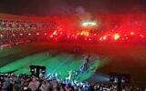 Les supporters d'Al-Nassr avant de la cérémonie d'accueil du portugais  Cristiano Ronaldo au stade du parc Mrsool dans la capitale de l'Arabie saoudite, Ryad, le 3 janvier 2023. (Crédit : Haitham El-Tabei/AFP)