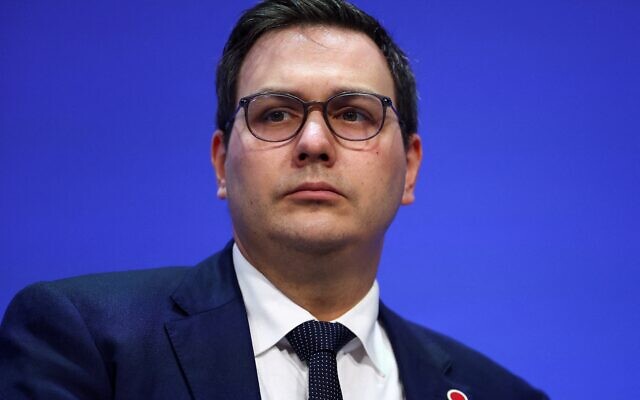 Jan Lipavsky, ministre tchèque des Affaires étrangères, à Londres, le 21 juin 2023. (Crédit : HANNAH MCKAY / POOL / AFP)
